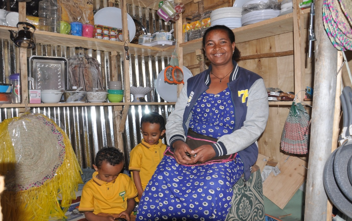 Mantegbosh Gebre - Shop owner and Mignote beneficiary